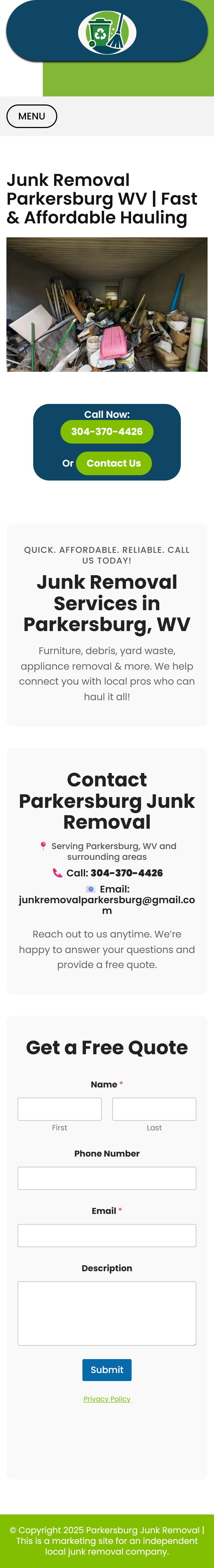 Junk Removal Parkersburg full page